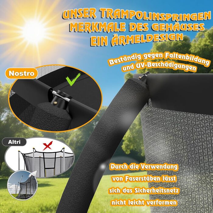 Трамплін Devoko Outdoor 305 см (10 футів) з сіткою та драбиною, чорний, сертифікат TÜV Rheinland GS