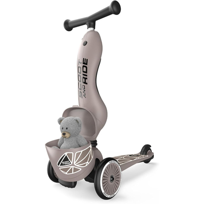 Біговел Scoot & Ride Highwaykick 1 Lifestyle з сидінням та контейнером (коричневі смуги)