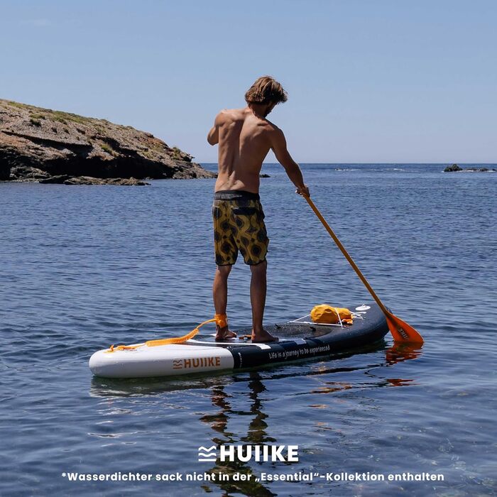 Надувний SUP-борд HUIIKE Stand Up Paddle Board з аксесуарами: весло, фіни, насос. Стабільний та міцний SUP-борд 305x84x15 см, до 130 кг. Enjoyer Black - Essential