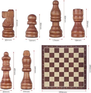 Шаховий набір Tekenebse: складане шахове поле 29x29 см, магнітні фігури, дерев'яний, для дітей та дорослих