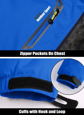 MAGCOMSEN Куртка зимова чоловіча тепла з підкладкою, водонепроникна, для катання на сноуборді, для активного відпочинку, робоча куртка з капюшоном, блакитна L