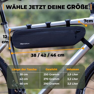Велосумка Rovativ Bikepacking 42 см, водонепроникна, для гравійного велосипеда та ультрациклізму, 3,2 л