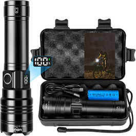 LED ліхтарик LEKIA PHM-30W: 500000 люменів, USB-C, військовий, 5 режимів, IPX6, Zoom, для кемпінгу та надзвичайних ситуацій