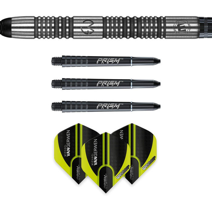 Дартс набір WINMAU Michael Van Gerwen MvG Authentic 22г, професійний, вольфрамовий, Softip, з оперенням і стрижнями