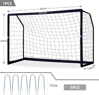 Ворота для футболу ZERRO Outdoor 180/240/300 для дітей та дорослих. Ідеально для тренувань та ігор у саду. Чорний колір.