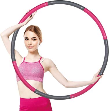 Hula Hoop обруч для схуднення 100 см, 2.3 кг, сіро-рожевий, для дорослих, 8-ми секційний, для дому