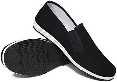 Традиційні китайські тапочки Пекінський стиль для Кунг-Фу та Тай-Чи, гумова підошва, унісекс, чорний, 46 EU