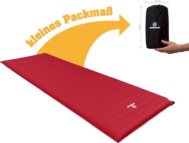 Outdoorer Trek Bed 3: Саморозгортальний килимок для кемпінгу та трекінгу, 5 см, червоний