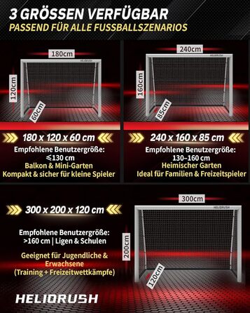 Футбольні ворота для саду та тренувань 300x200x120 см, сталевий каркас, нержавіюча сталь, 1000D сітка, стійкі до погодних умов