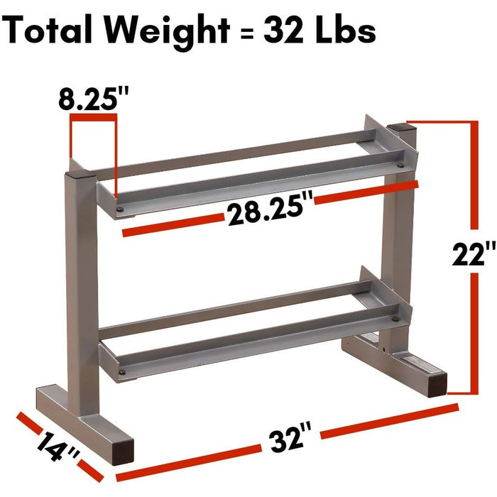 Стійка для гантелей Body-Solid Powerline PDR-282X, 2 полиці, металева, професійна