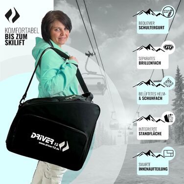 Сумка для лиж Driver13 з відділенням для шолома та захистом для окулярів. Оригінальна з 2007 року, понад 40 000 клієнтів