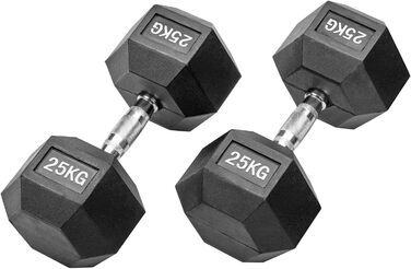 Гантелі Hexagon Studio 50 кг (2x25 кг), з гумовим покриттям, чорні