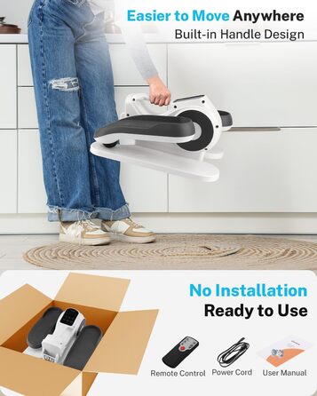 Еліптичний тренажер Gonex під стіл для літніх людей з 10 рівнями опору, тренажер для ніг, як у телепередачі, педальний тренажер для сидіння, 10 швидкостей & 3 автоматичні режими (білий)