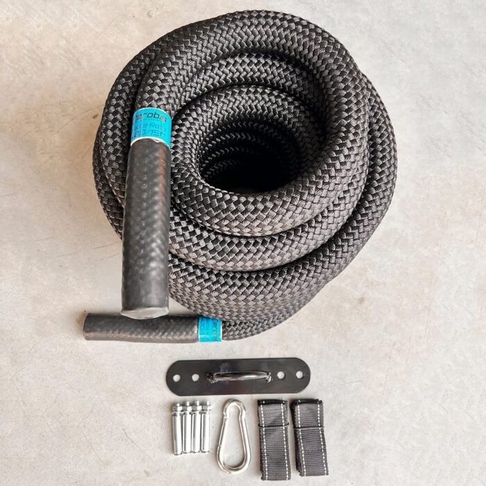 Тренажер Aerobis® Battle Ropes: мотузки для силових тренувань 30-40 мм, 10-15 м, з кріпленням для стіни | Стійкі до погодних умов | з відеоінструкцією та планом тренувань