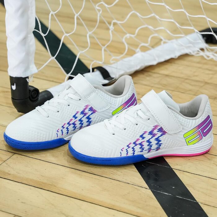 Дитячі футзальні кросівки JABASIC для залу (28 EU, білий/темно-синій)