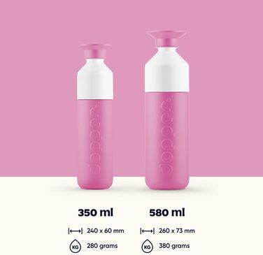 Термобутилка Dopper Insulated 580 мл Pelican Pink — подвійні стінки, герметична, з нержавіючої сталі, зберігає холод 24 год/тепло 9 год, для води, чаю, кави