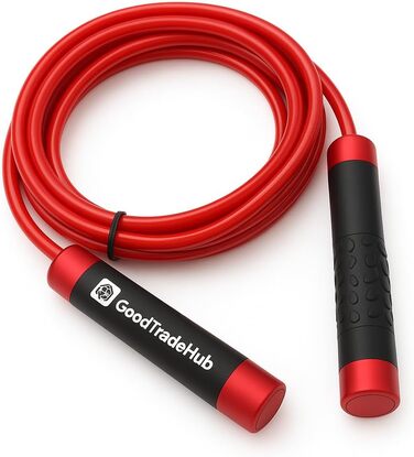 Стрибкове канат Titan-Springseil: 3 м, регульований, з вагою для тренувань, Кросфіт, Фітнес, Бокс, MMA, спортзал (червоний)