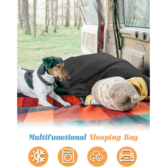 Сплячий мішок Forceatt Winter 4 Seasons -7~20°C для дорослих, чорний, 210x80 см, водовідштовхуючий, 1.8 кг