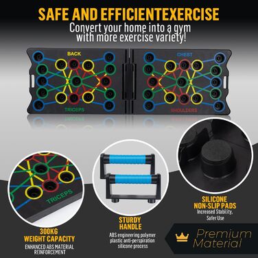 Дошка для віджимань 24 в 1, складаний тренажер для м'язів грудей, спини та плечей з ручками для чоловіків та жінок
