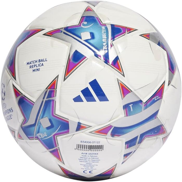 М'яч для футболу adidas UCL Mini, розмір 1, білий/сріблястий/блакитний/фіолетовий/помаранчевий, для дорослих