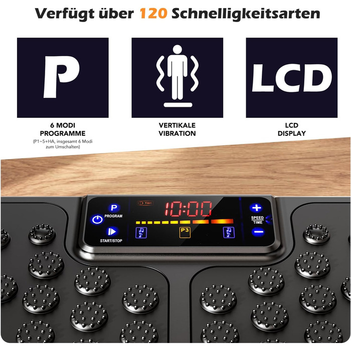 Віброплатформа для фітнесу Sport: 6 програм, для схуднення, м'язів, всього тіла, чорна (51x30.5x12.5 см)