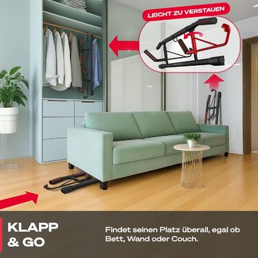 Sportstech Pullmate: турнік для підтягувань для дому, кріплення на дверний отвір без свердління, регульований, з неслизькими ручками, з аксесуарами для підтягувань та тренажером для петлі, витримує до 200 кг, калістеніка