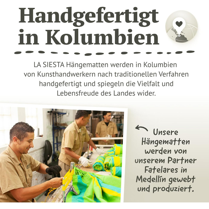 Гамак LA SIESTA® Brisa: ручної роботи з Колумбії, 160 см, для дому та відпочинку на природі