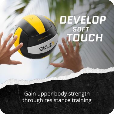 Тренажер для волейбольного пасу SKLZ, чорний, для залу та вулиці, обтяжений м'яч 480 г – покращує контроль, силу, точність, рівномірний розподіл ваги, тренування м'язів
