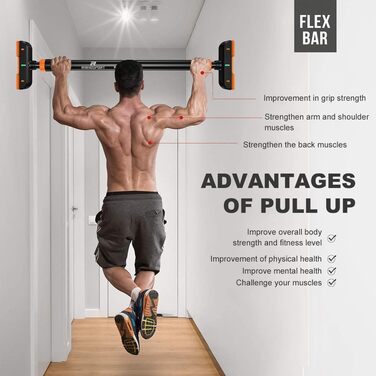 Кімнатна турнік для дверей без свердління, з поворотним замком, регульований 69-92 см, вантажопідйомність 200 кг, Apricot