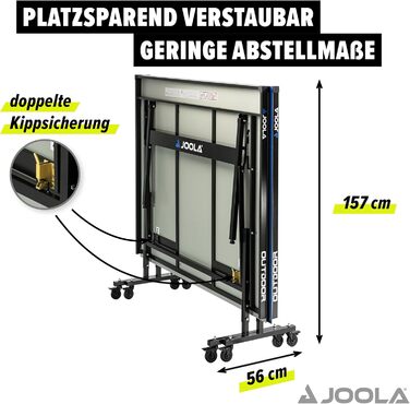 Стіл для настільного тенісу JOOLA Outdoor, професійний, алюмінієва композитна поверхня 6 мм, складний, з сіткою, для вулиці, вологостійкий