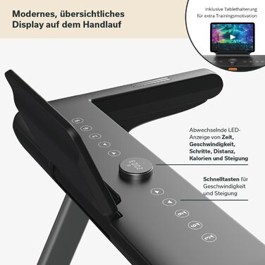 Бігова доріжка Skandika Nordik K18-S, електрична, складна, нахил до 18%, 1-18 км/год, LED-дисплей, сумісна з додатками, бігова поверхня 130x49 см, до 130 кг, для дому