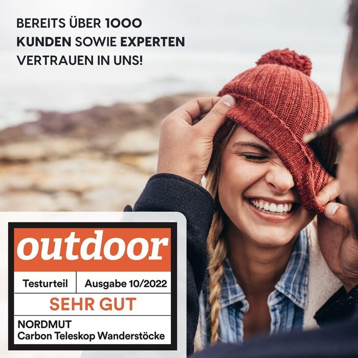 Складні трекінгові палиці NORDMUT® з алюмінію або карбону - регульована висота 1,50м/1,65м - ергономічні ручки, компактний розмір 105-120см