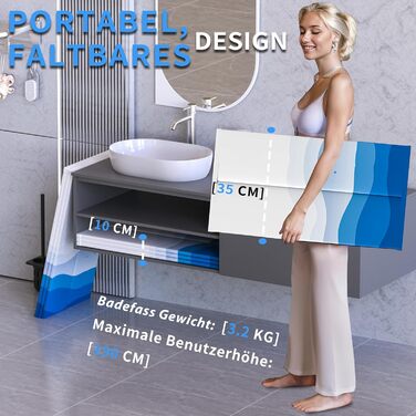 Зручна складана ванна для криотерапії | Ø80 x 75 см | Для спортсменів та дорослих | З ізольованою кришкою | Сірий та білий колір