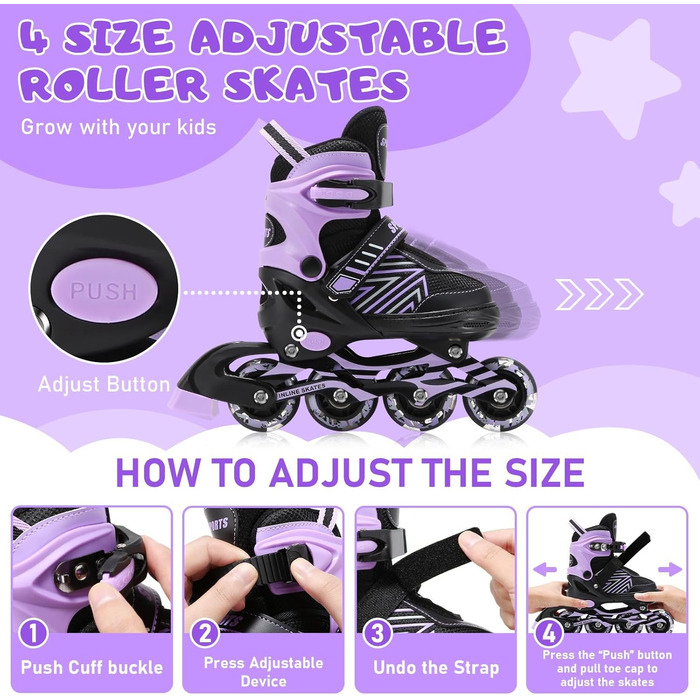Дитячі ролики для дівчаток та хлопчиків, регульовані, з підсвічуванням, розмір EU28-32