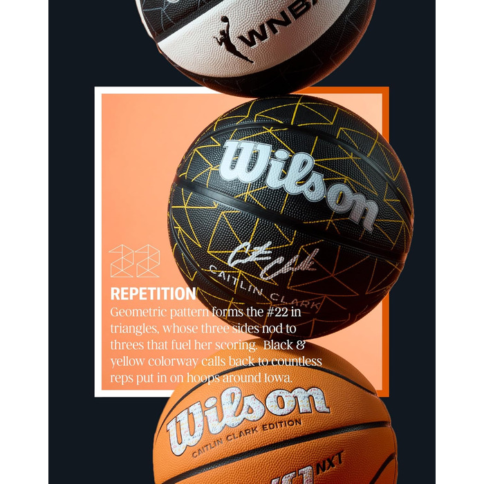 Баскетбольний м'яч Wilson Caitlin Clark Repetition, чорний, розмір 6 (28.5 дюймів)