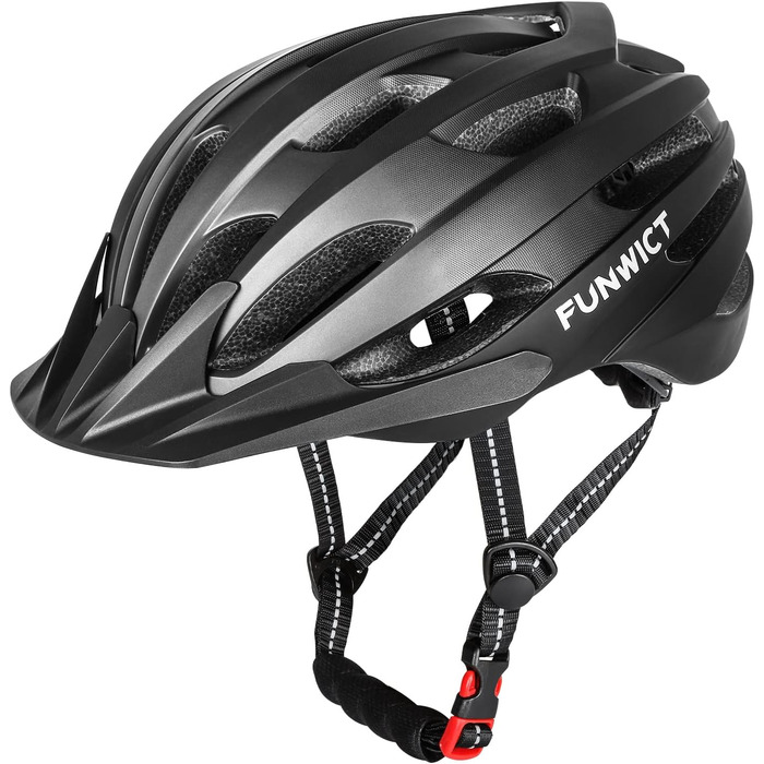 Велосипедний шолом FUNWICT для чоловіків і жінок, регульований, MTB, знімний козирок, стильний шолом для гірського та шосейного велосипеда, розмір 57-61 см, чорний матовий, титан