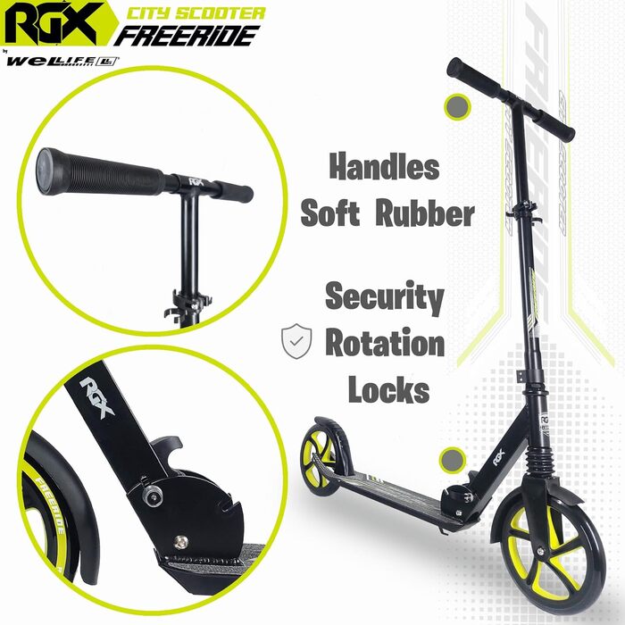 Самокат WeLLIFE Freeride RGX з великими колесами 200 мм, передньою амортизацією, для дорослих і дітей, міський складаний скутер