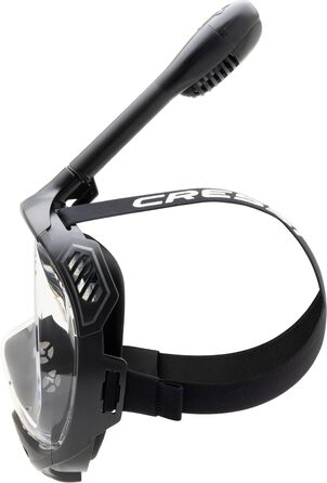 Маска для снорклінгу CRESSI Java Full Face - Повна маска, антизапітніння, силікон, сухий снорк, клапани безпеки (чорний/чорний, S/M)