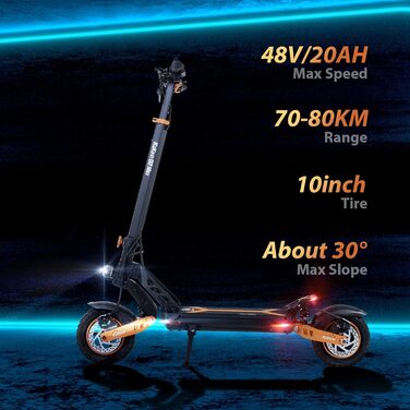 Електросамокат для дорослих 48V 20Ah, запас ходу 70-75 км, складаний офф-роуд електросамокат з 10-дюймовими колесами, G2 MAX