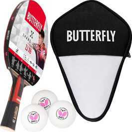 Професійна ракетка для настільного тенісу Butterfly Zhang Jike ZJX 6 з ITTF сертифікованим накладом, комплект для топспін-атаки з чохлом та 3 м'ячами