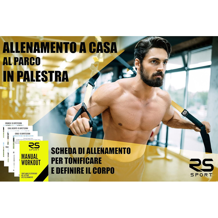 Набір для тренувань RS SPORT з ременями та системою кріплення до дверей, регульований, для фітнесу вдома, у спортзалі, у подорожах, для жінок та чоловіків