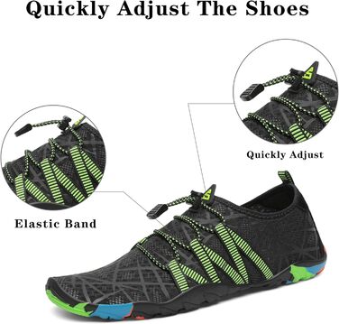 Чоботи для плавання, аквашузи, шкарпетки для серфінгу та плавання від SAGUARO для жінок, чоловіків та дітей, розмір 35-48 (смугасті, чорні, 42 EU)