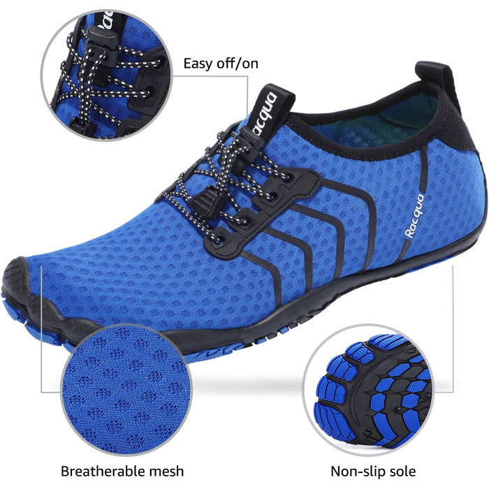 Чоловічі та жіночі водяні шльопанці з сітчастої тканини, barefoot, 45 EU, Wz111 Blue