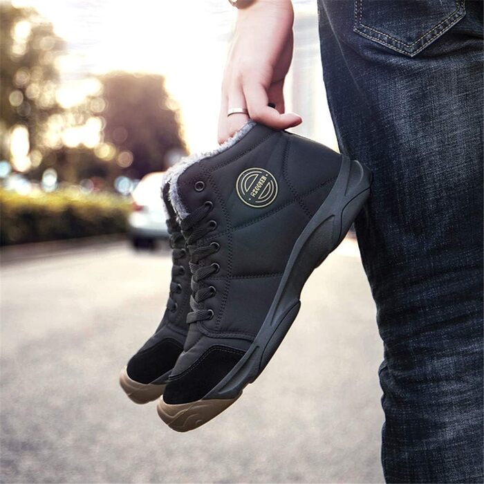 Зимові черевики Azooken для чоловіків та жінок. Теплі трекінгові черевики для ходьби снігом. Водонепроникні зимові черевики, розміри 36-48, 39 EU, чорний колір