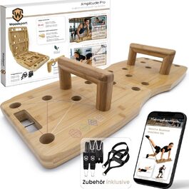 Дошка для віджимань Amplitude Pro з бамбука - преміум якість, 81 см | Складана, стабільна + гумки + інструкція 30 в 1