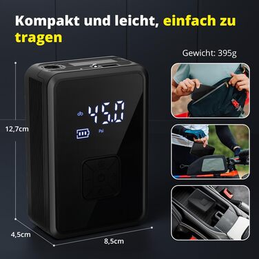 Електричний насос Oasser 150 PSI для велосипеда, авто, м'яча, кемпінгу з LED-ліхтариком