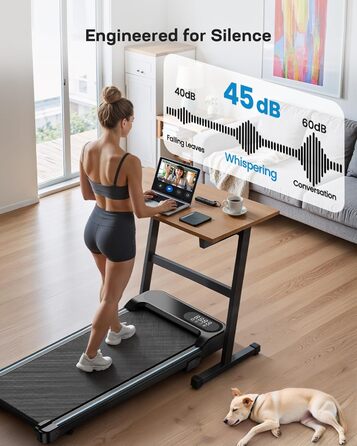 Бігова доріжка HUANUO Walking Pad для дому та офісу з нахилом 5%, вантажопідйомністю 150 кг, 2.5 к.с., з пультом та LED-дисплеєм, чорна