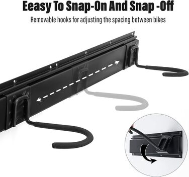 Настінний тримач для велосипедів Sinoer на 6 велосипедів та 5 шлемів, з гачками для зберігання інструментів, регульований для гаража або дому, вертикальний тримач (внутрішня ширина: 90 мм), 3 рейки, 6 велосипедів, 16 дюймів