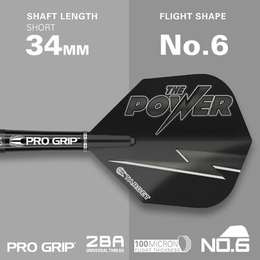 Darts Target Phil Taylor Power 8-Zero 1 (21/23/25 г) - сталеві дротики з вольфраму 80%, чорні, з кейсом