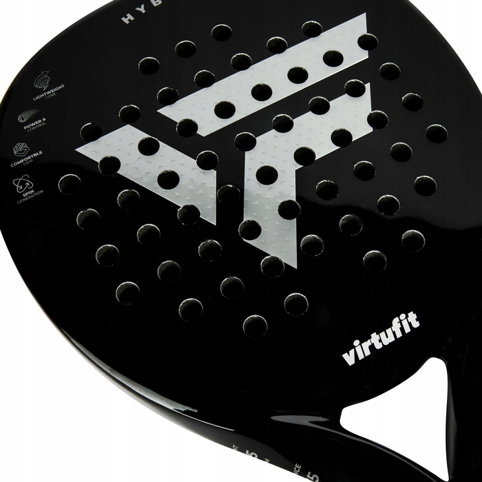 Ракетка для паделу VirtuFit Hybrid, чорно-срібляста, 365 г — потужність та контроль